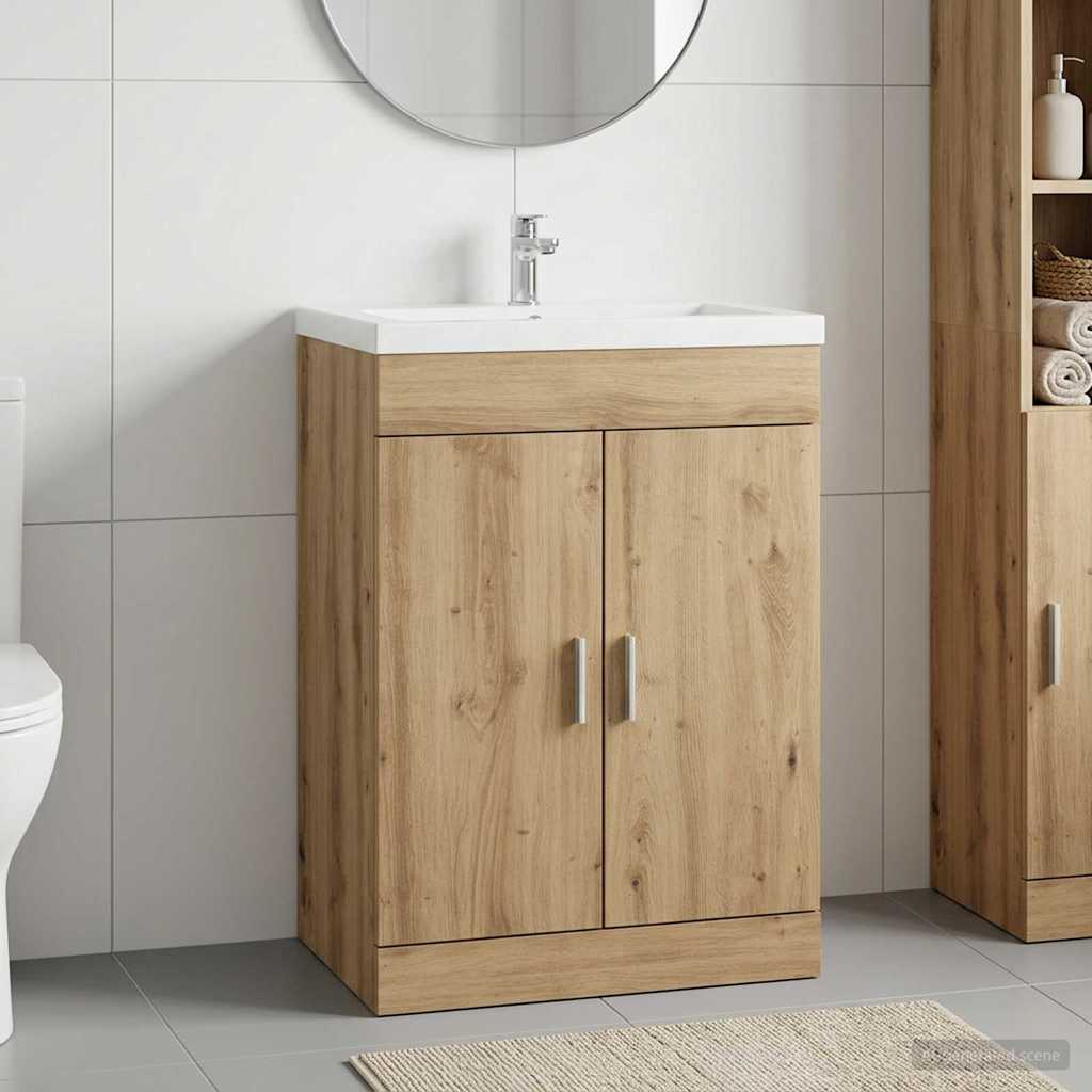 vidaXL Badkamer Onder Wasbak Kast Wit 56 x 37,5 x 81 cm Bewerkt hout