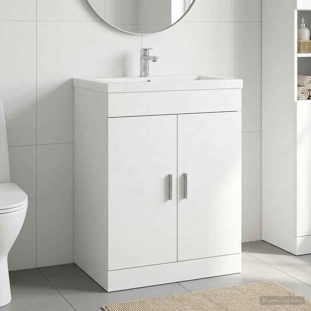 vidaXL Badkamer Onder Wasbak Kast Wit 56 x 37,5 x 81 cm Bewerkt hout