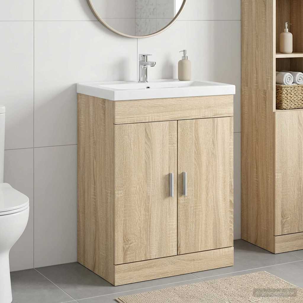 vidaXL Badkamer Onder Wasbak Kast Wit 56 x 37,5 x 81 cm Bewerkt hout