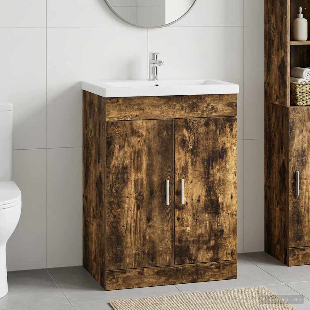 vidaXL Badkamer Onder Wasbak Kast Wit 56 x 37,5 x 81 cm Bewerkt hout