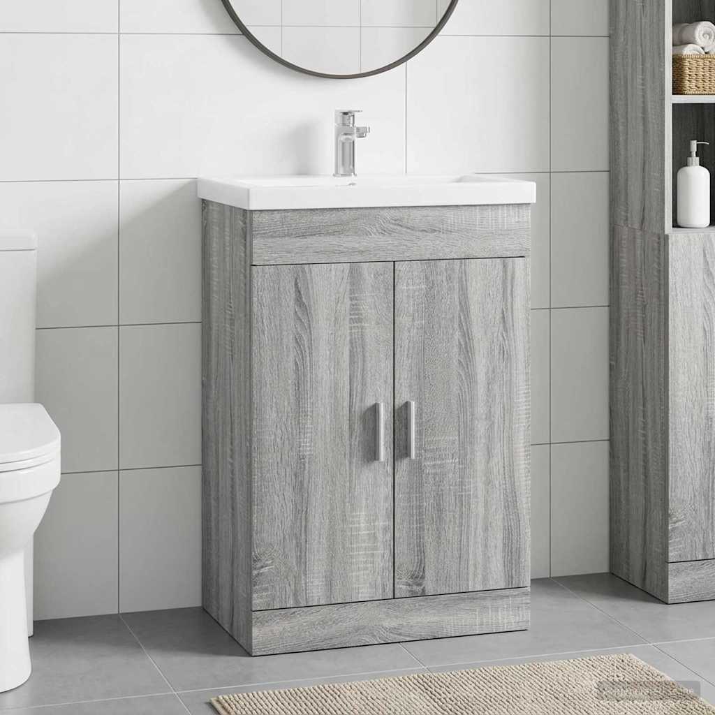 vidaXL Badkamer Onder Wasbak Kast Wit 56 x 37,5 x 81 cm Bewerkt hout