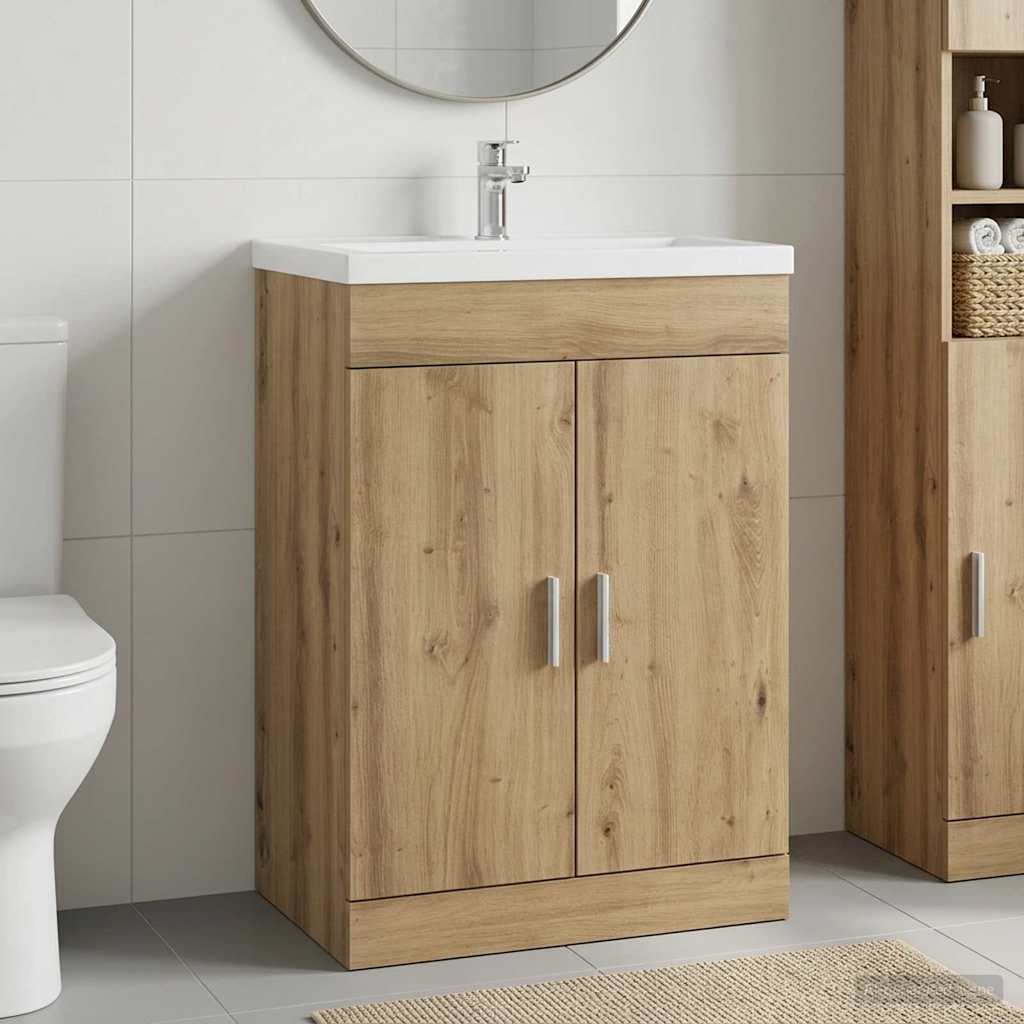 vidaXL Badkamer Onder Wasbak Kast Wit 56 x 37,5 x 81 cm Bewerkt hout