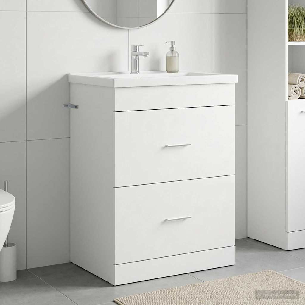 vidaXL Badkamer Onder Wasbak Kast Wit 56 x 37,5 x 81 cm Bewerkt hout