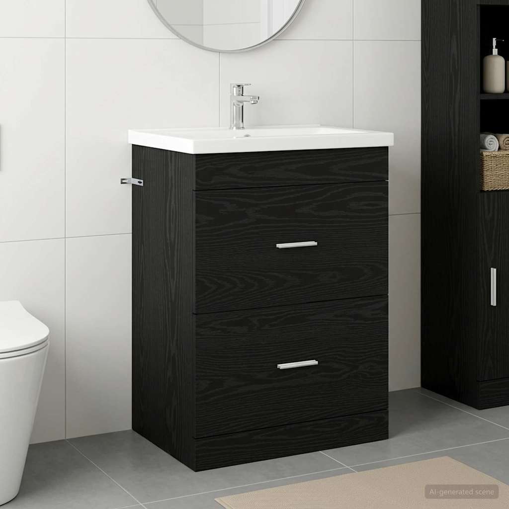 vidaXL Badkamer Onder Wasbak Kast Wit 56 x 37,5 x 81 cm Bewerkt hout