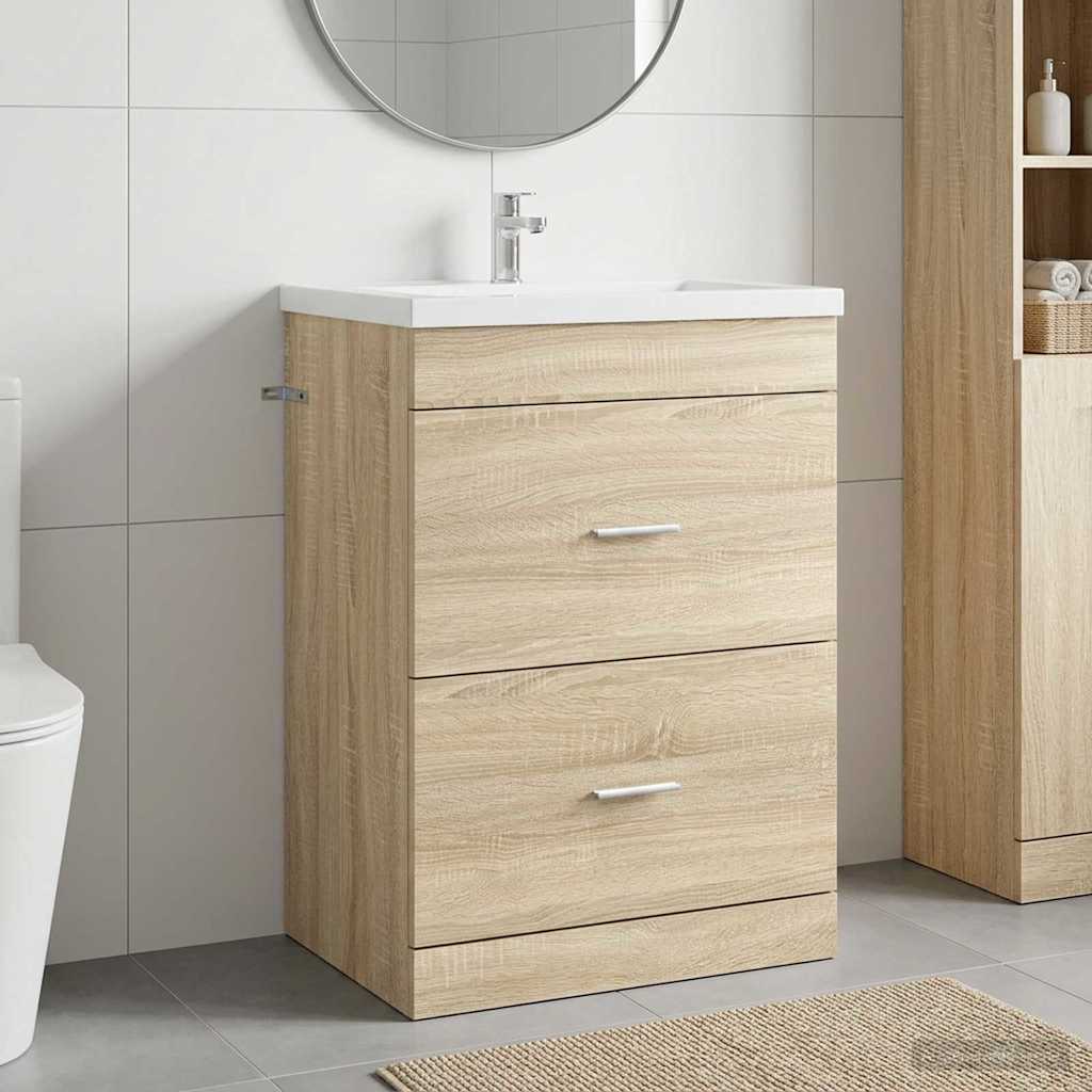vidaXL Badkamer Onder Wasbak Kast Wit 56 x 37,5 x 81 cm Bewerkt hout