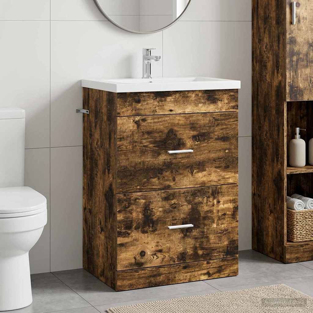 vidaXL Badkamer Onder Wasbak Kast Wit 56 x 37,5 x 81 cm Bewerkt hout