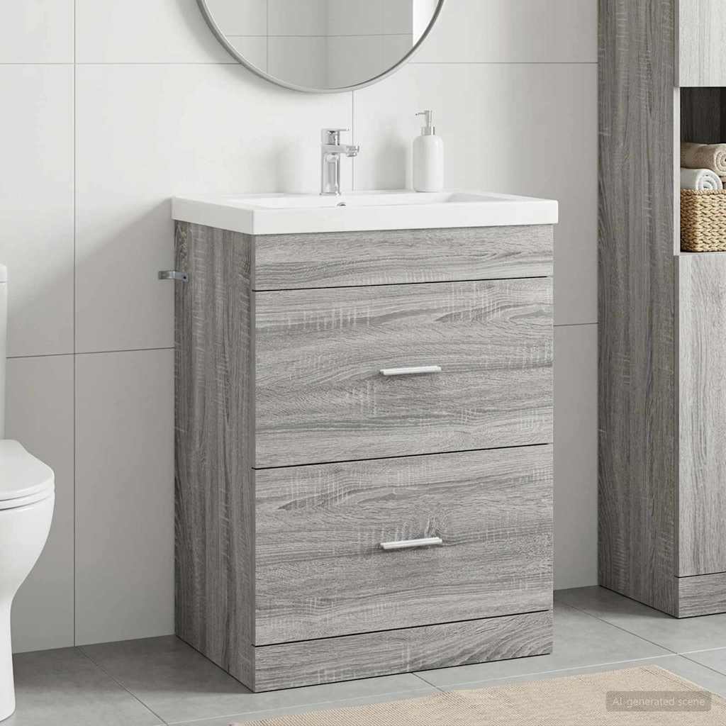 vidaXL Badkamer Onder Wasbak Kast Wit 56 x 37,5 x 81 cm Bewerkt hout