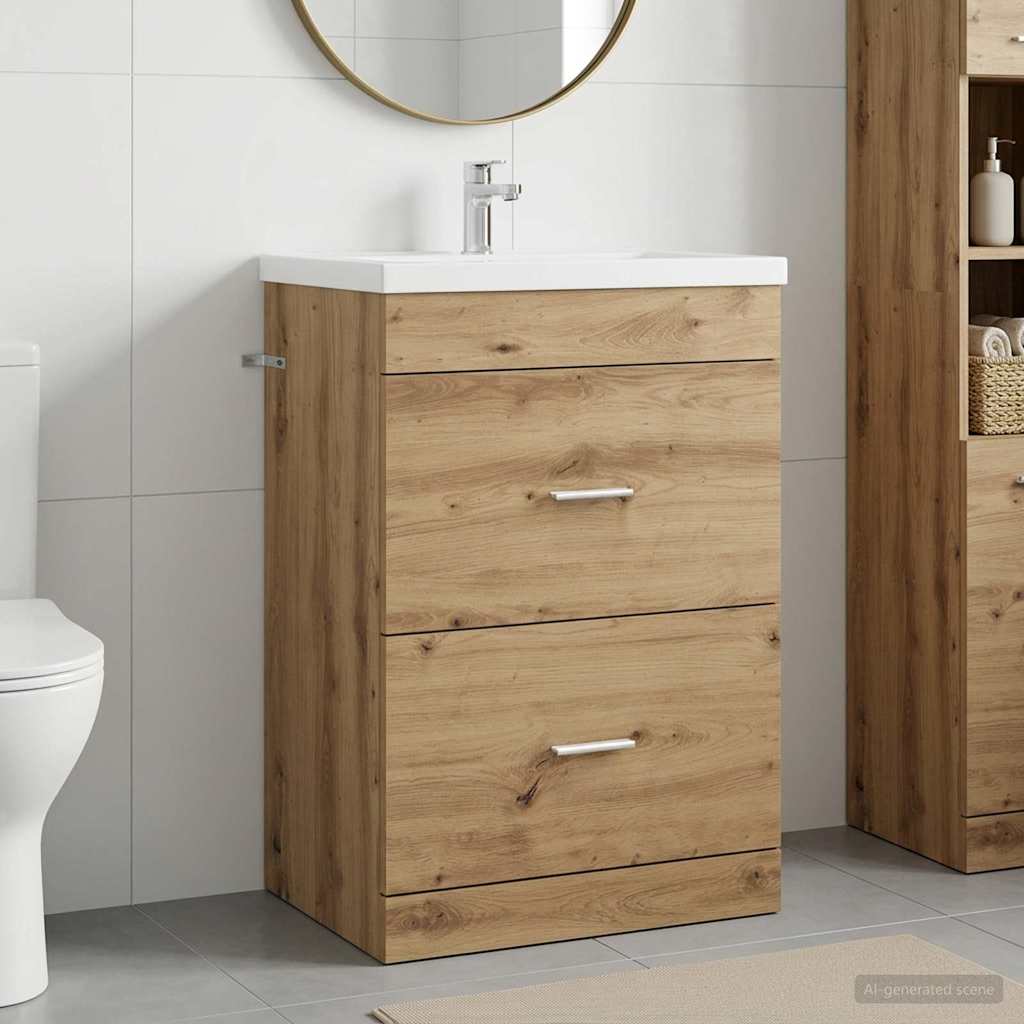vidaXL Badkamer Onder Wasbak Kast Wit 56 x 37,5 x 81 cm Bewerkt hout