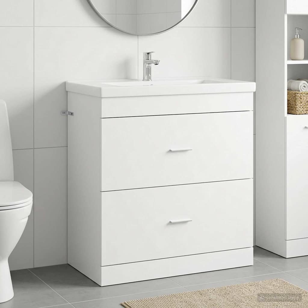 vidaXL Badkamer Onder Wasbak Kast Wit 56 x 37,5 x 81 cm Bewerkt hout