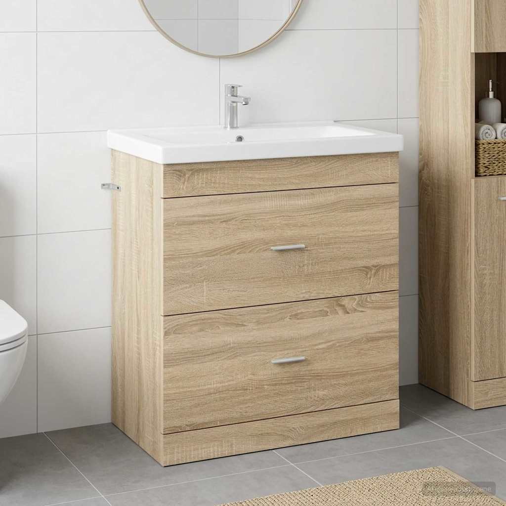 vidaXL Badkamer Onder Wasbak Kast Wit 56 x 37,5 x 81 cm Bewerkt hout