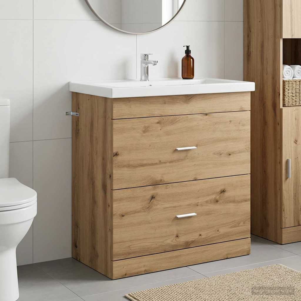 vidaXL Badkamer Onder Wasbak Kast Wit 56 x 37,5 x 81 cm Bewerkt hout