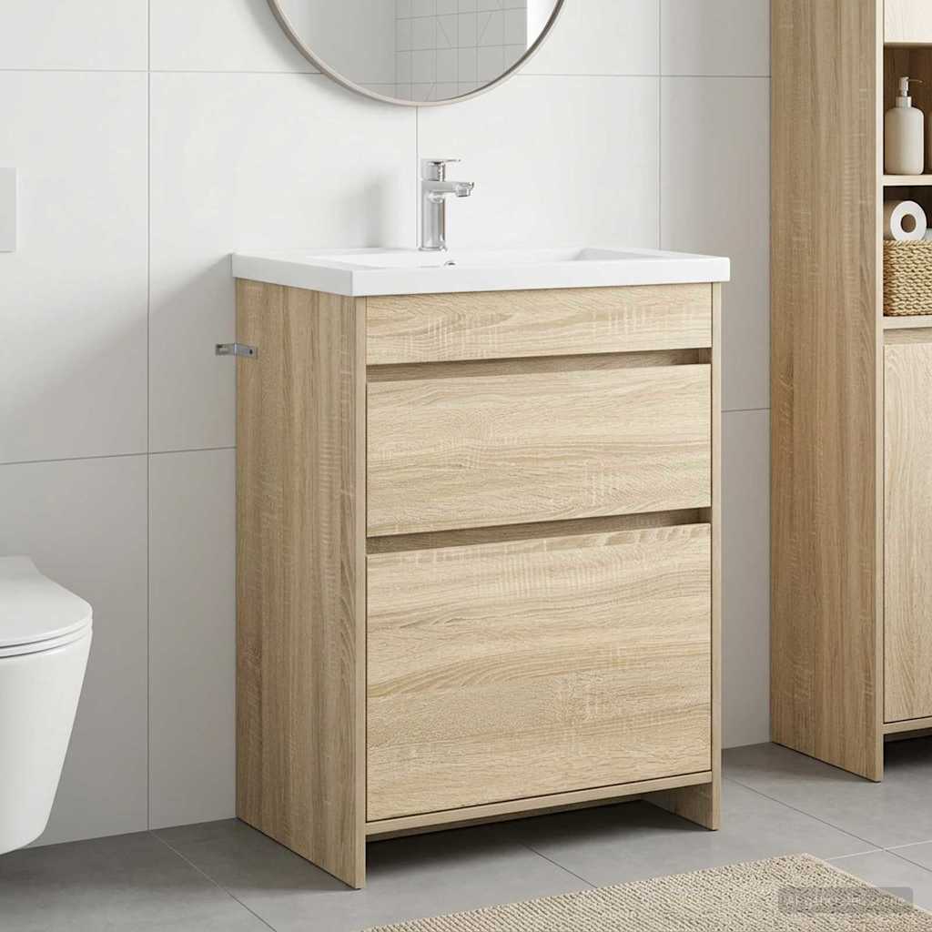 vidaXL Badkamer Onder Wasbak Kast Wit 56 x 37,5 x 81 cm Bewerkt hout