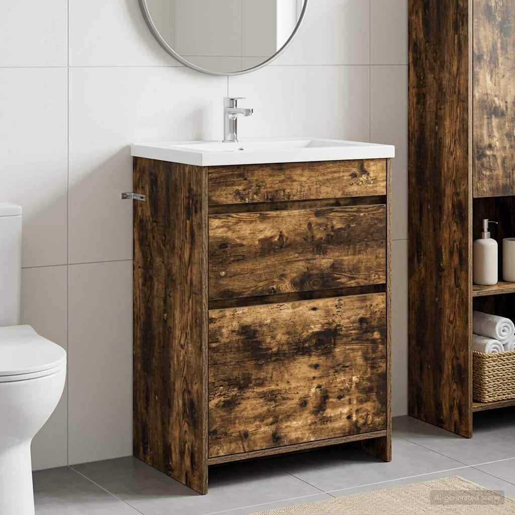 vidaXL Badkamer Onder Wasbak Kast Wit 56 x 37,5 x 81 cm Bewerkt hout