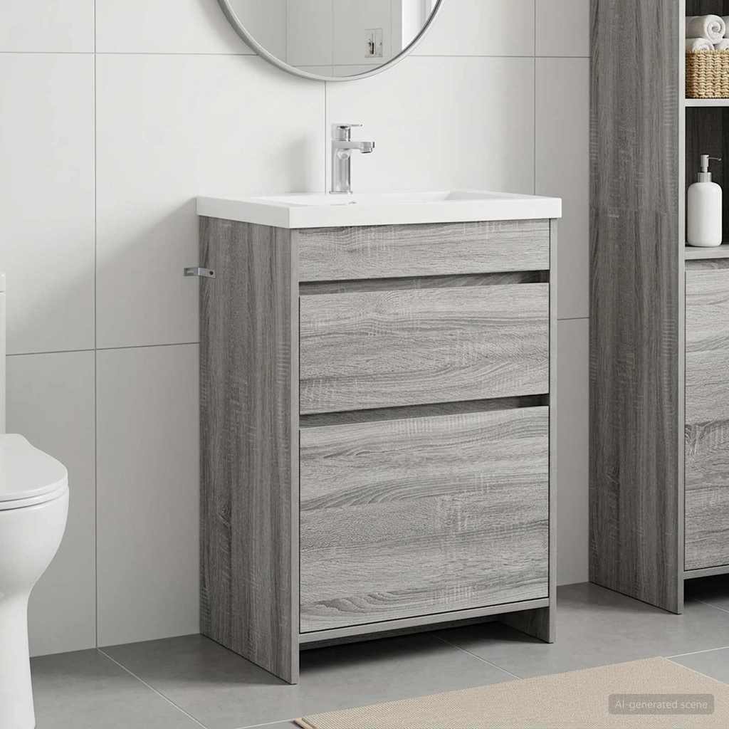 vidaXL Badkamer Onder Wasbak Kast Wit 56 x 37,5 x 81 cm Bewerkt hout
