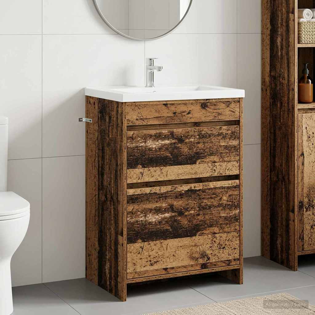 vidaXL Badkamer Onder Wasbak Kast Wit 56 x 37,5 x 81 cm Bewerkt hout