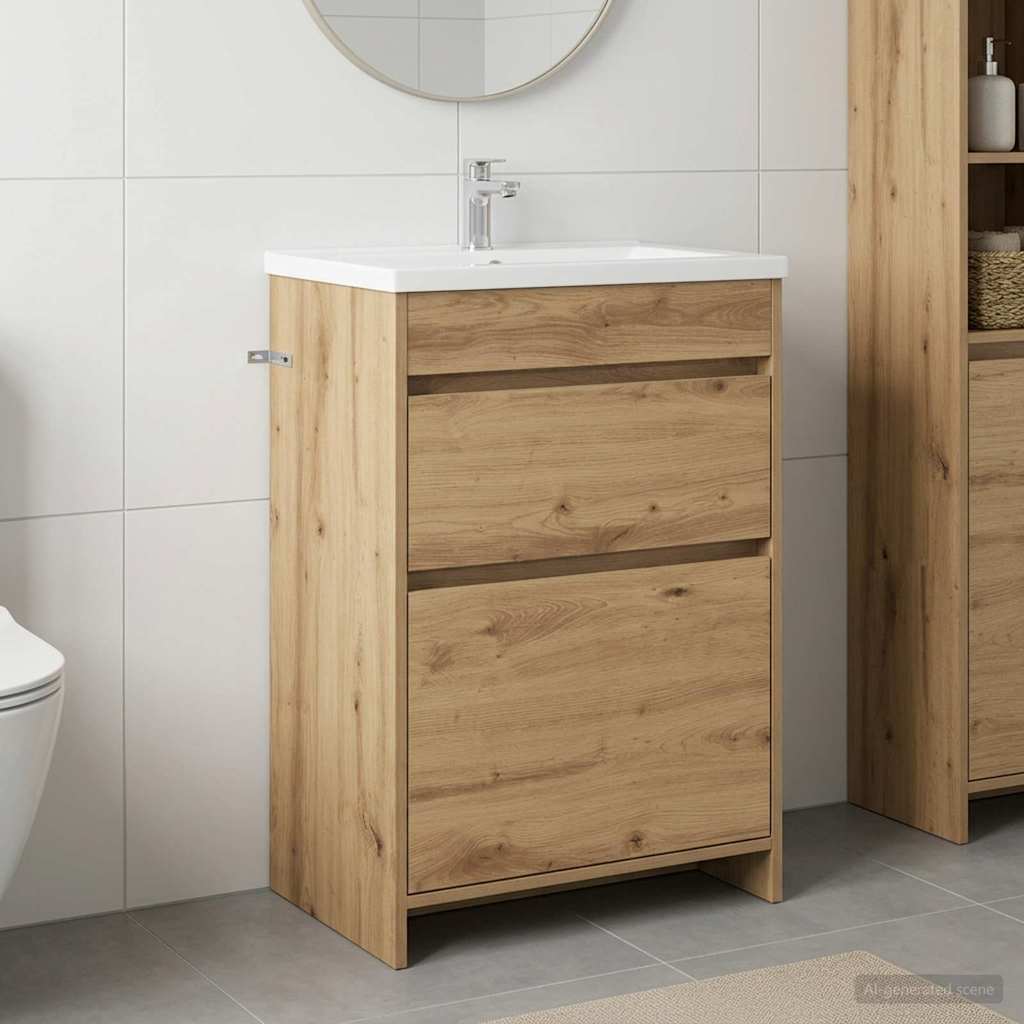 vidaXL Badkamer Onder Wasbak Kast Wit 56 x 37,5 x 81 cm Bewerkt hout