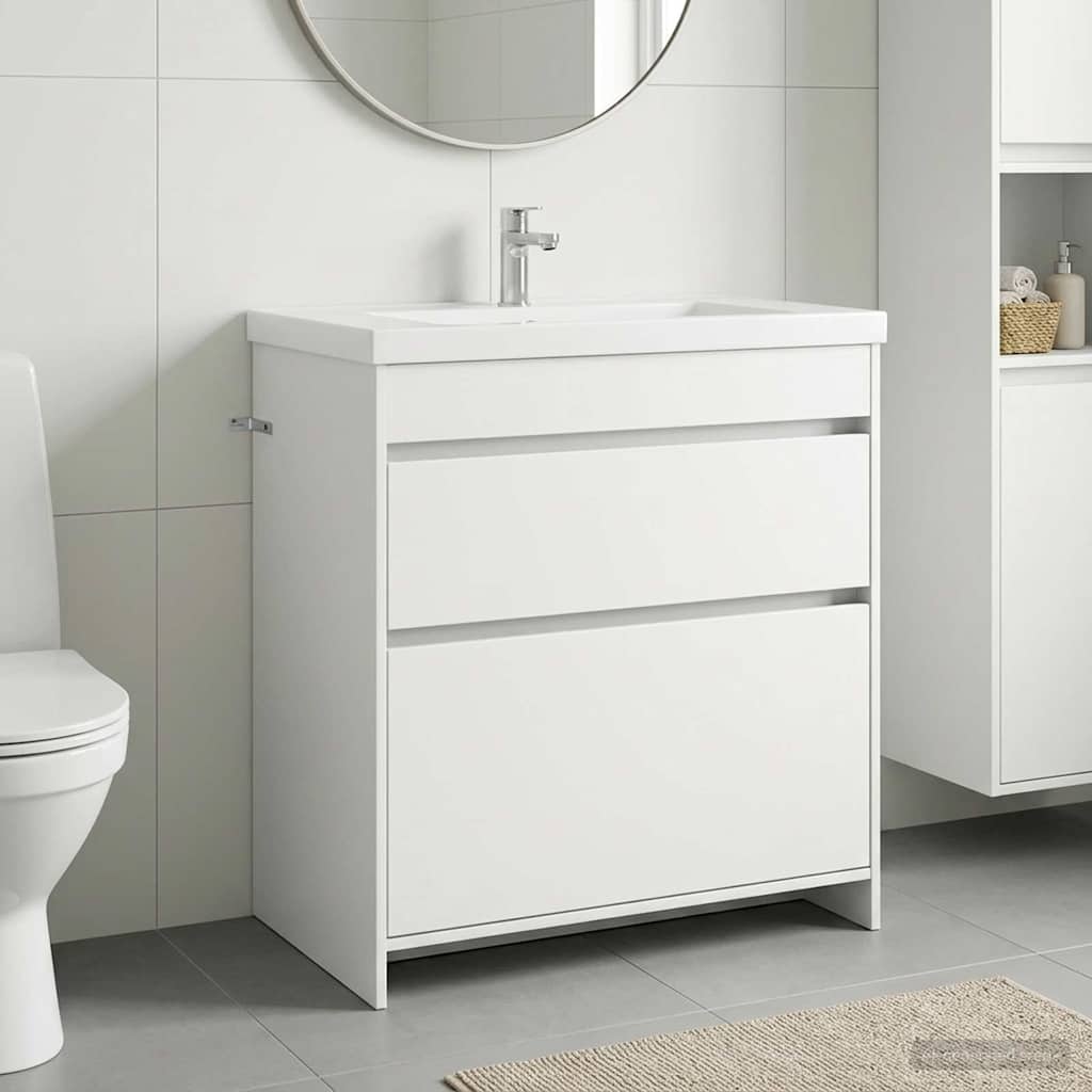 vidaXL Badkamer Onder Wasbak Kast Wit 56 x 37,5 x 81 cm Bewerkt hout