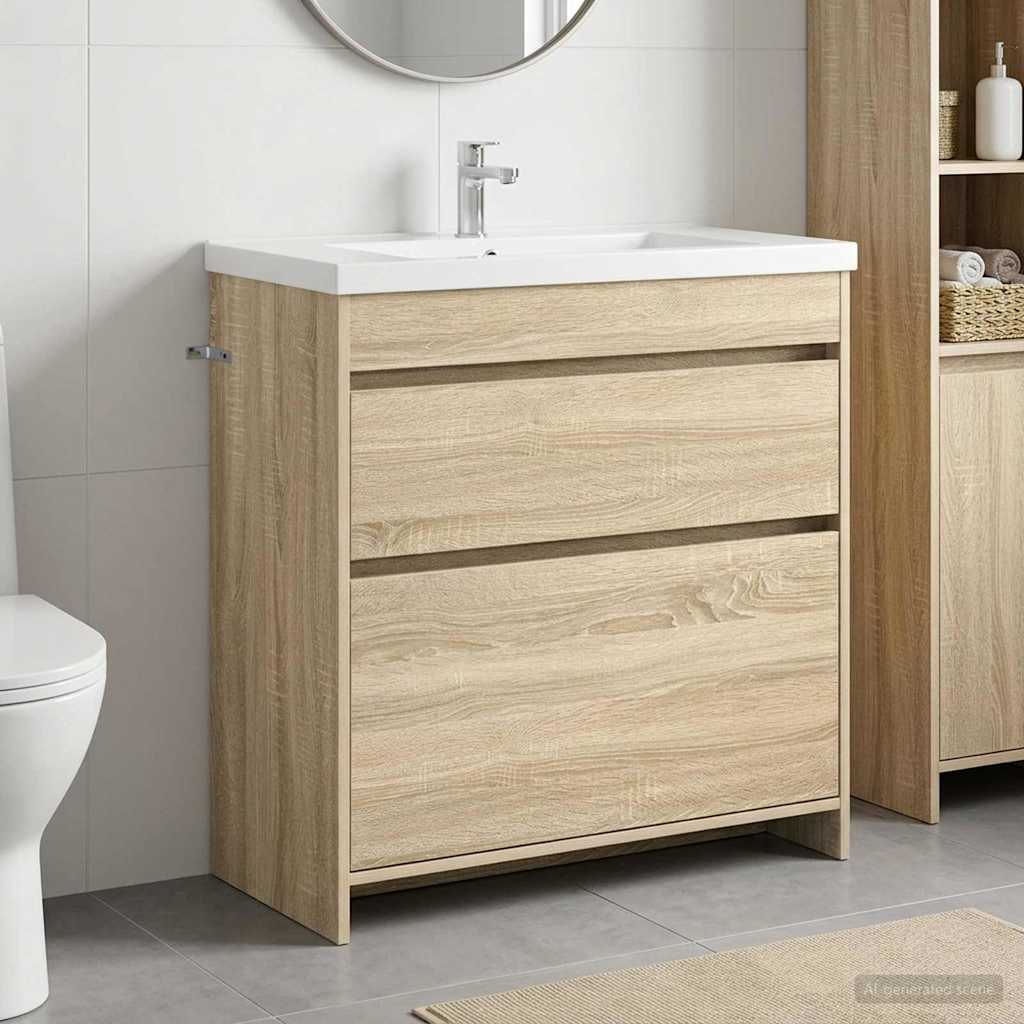 vidaXL Badkamer Onder Wasbak Kast Wit 56 x 37,5 x 81 cm Bewerkt hout