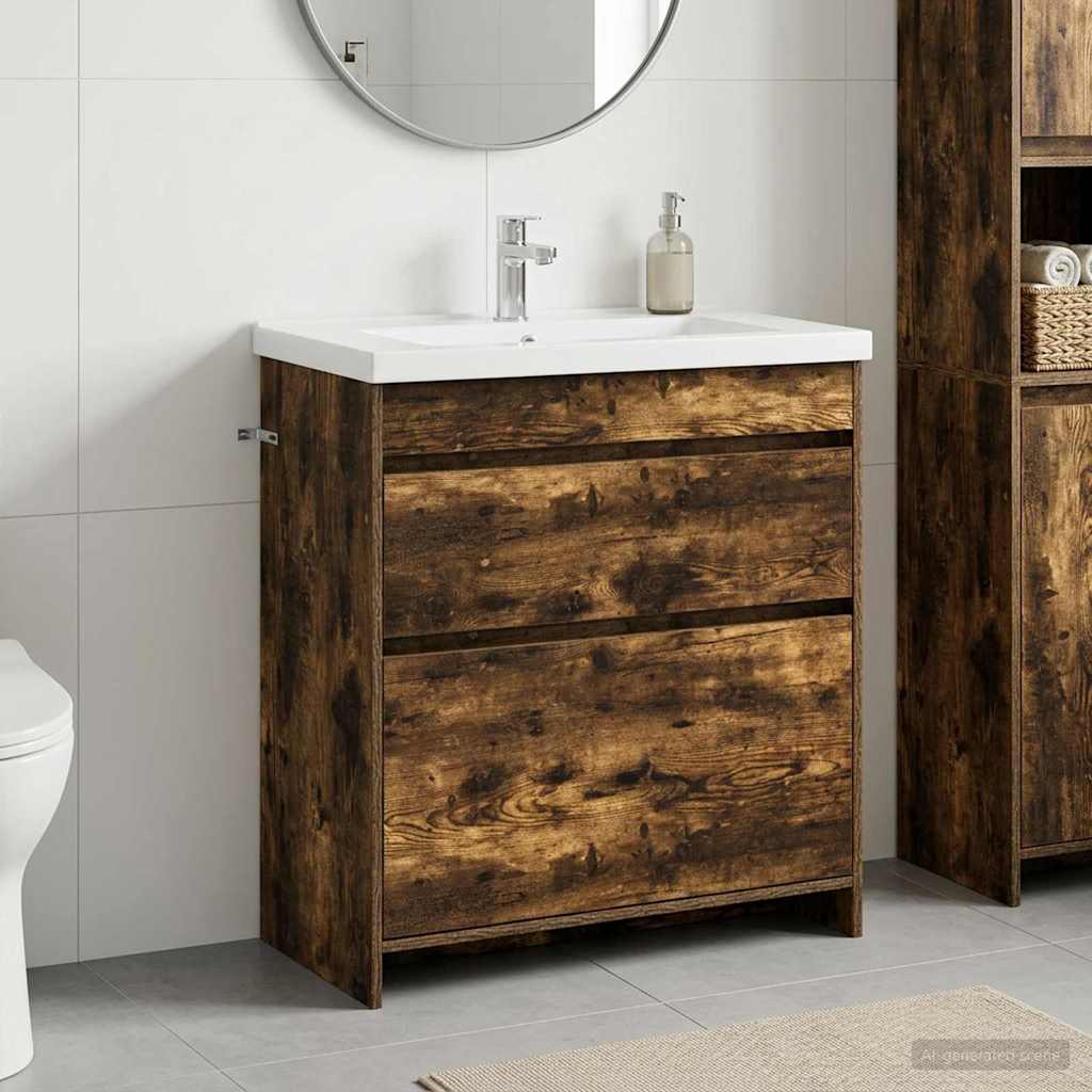 vidaXL Badkamer Onder Wasbak Kast Wit 56 x 37,5 x 81 cm Bewerkt hout