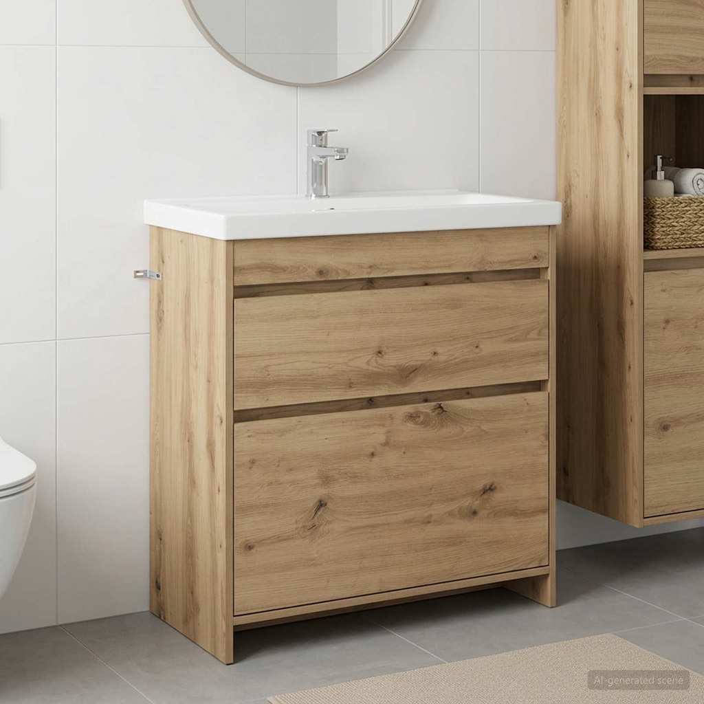 vidaXL Badkamer Onder Wasbak Kast Wit 56 x 37,5 x 81 cm Bewerkt hout