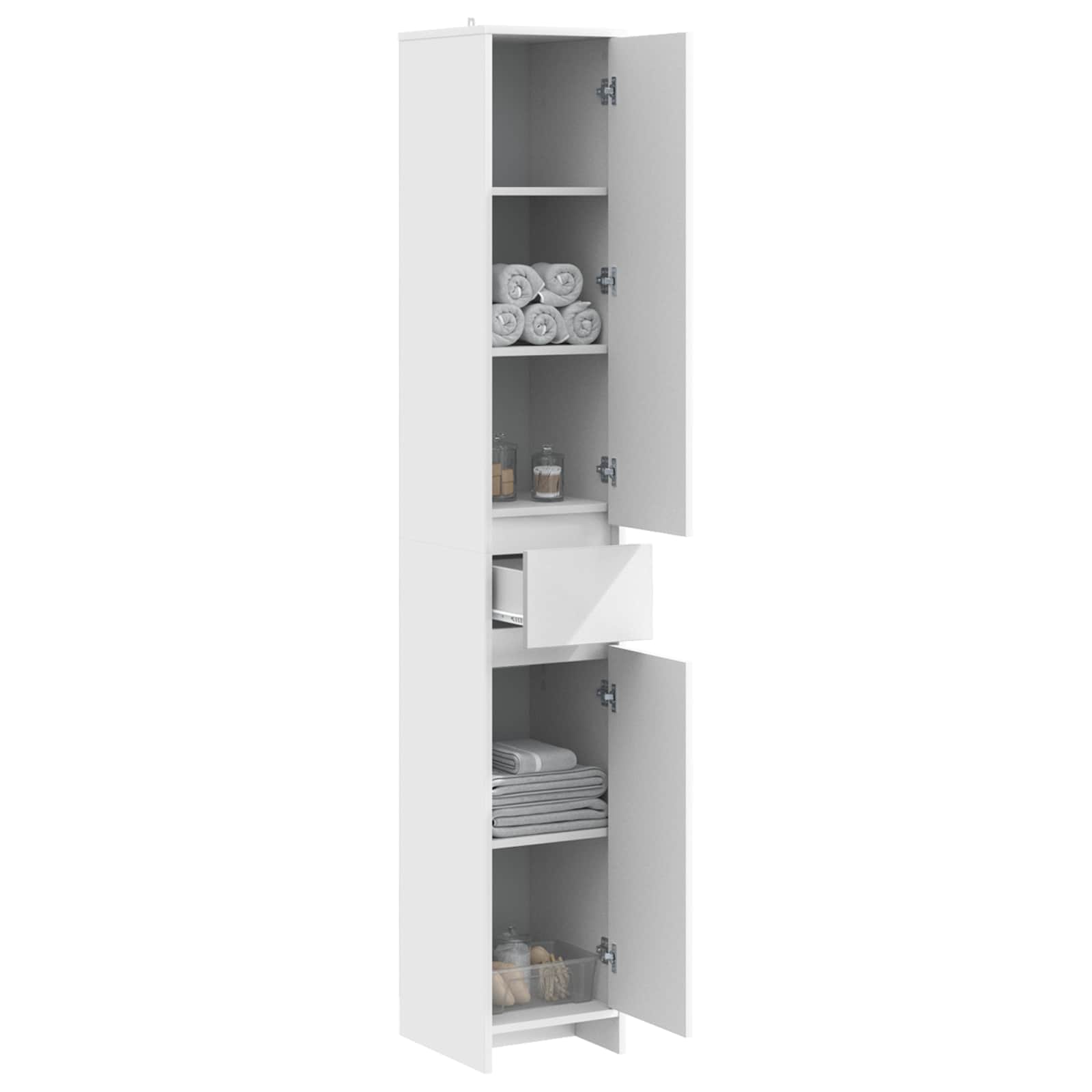 vidaXL Badkamerkast Wit 30 x 33 x 190 cm Bewerkt hout