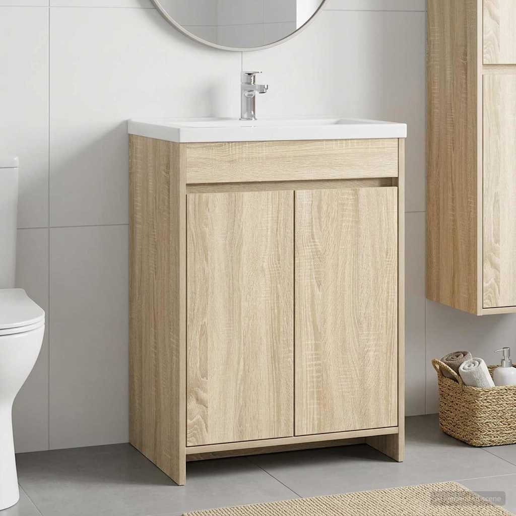 vidaXL Badkamer Onder Wasbak Kast Wit 56 x 37,5 x 81 cm Bewerkt hout