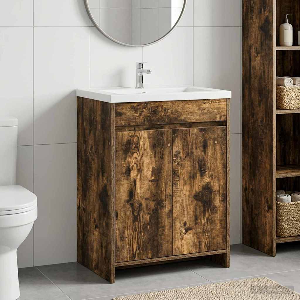 vidaXL Badkamer Onder Wasbak Kast Wit 56 x 37,5 x 81 cm Bewerkt hout