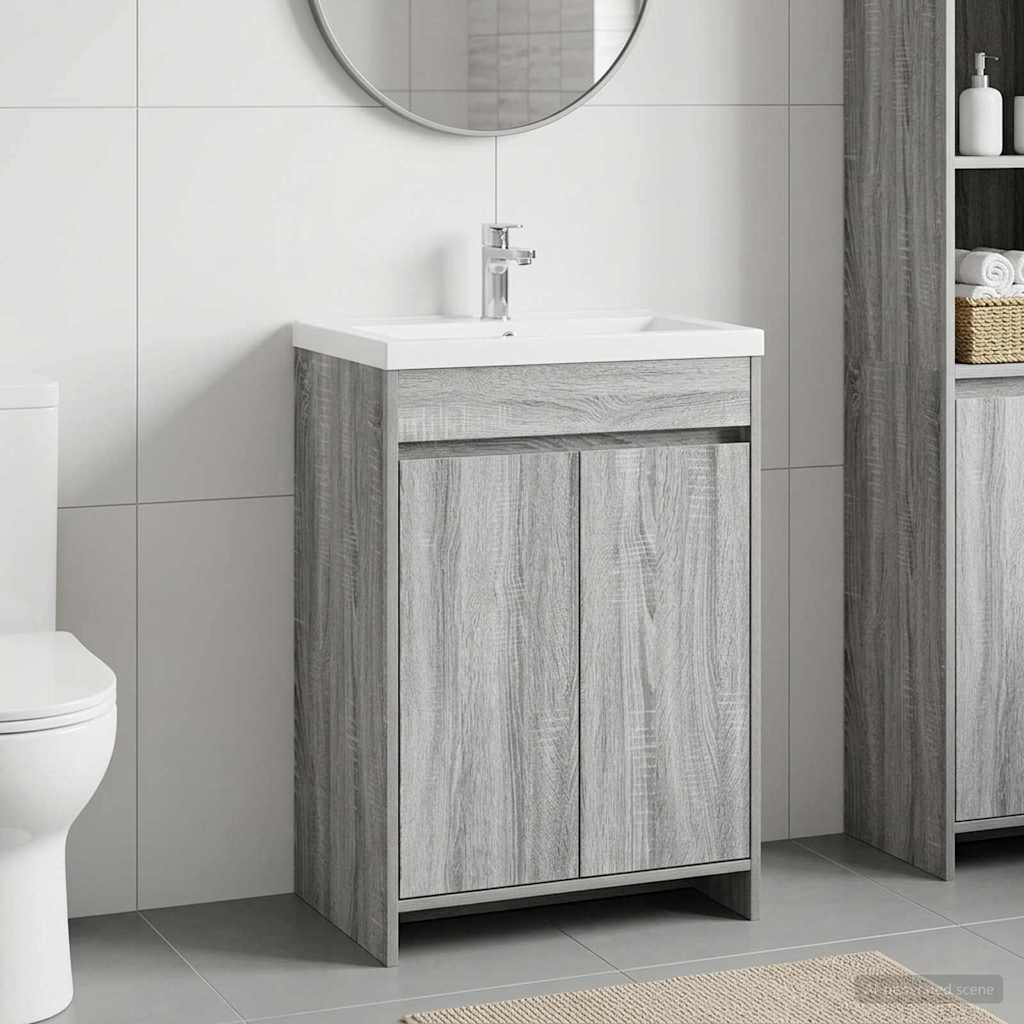 vidaXL Badkamer Onder Wasbak Kast Wit 56 x 37,5 x 81 cm Bewerkt hout