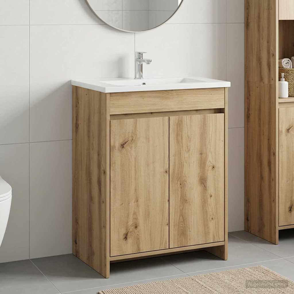 vidaXL Badkamer Onder Wasbak Kast Wit 56 x 37,5 x 81 cm Bewerkt hout