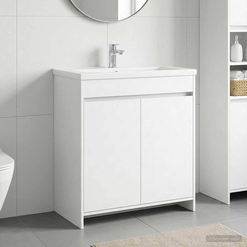 vidaXL Badkamer Onder Wasbak Kast Wit 56 x 37,5 x 81 cm Bewerkt hout