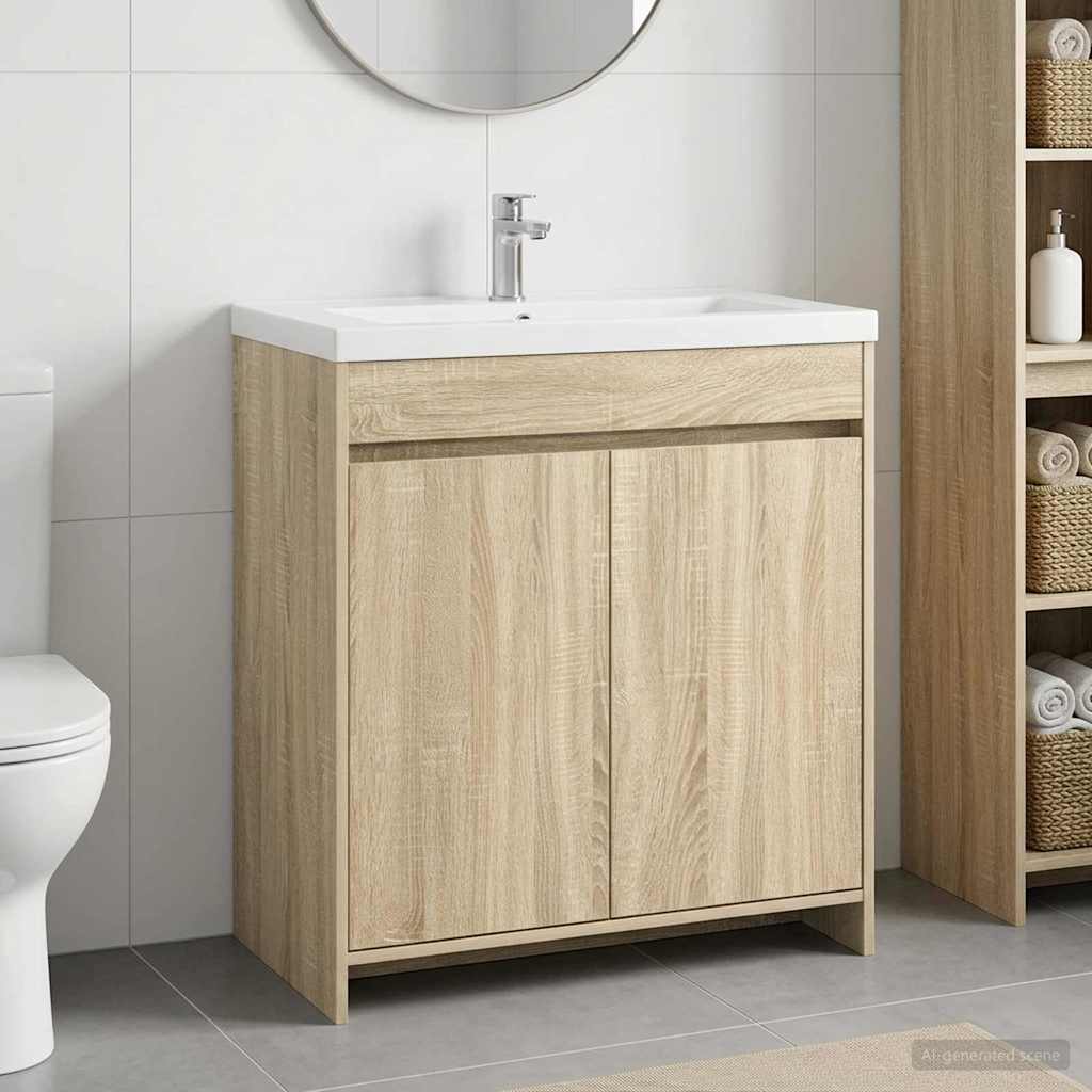 vidaXL Badkamer Onder Wasbak Kast Wit 56 x 37,5 x 81 cm Bewerkt hout