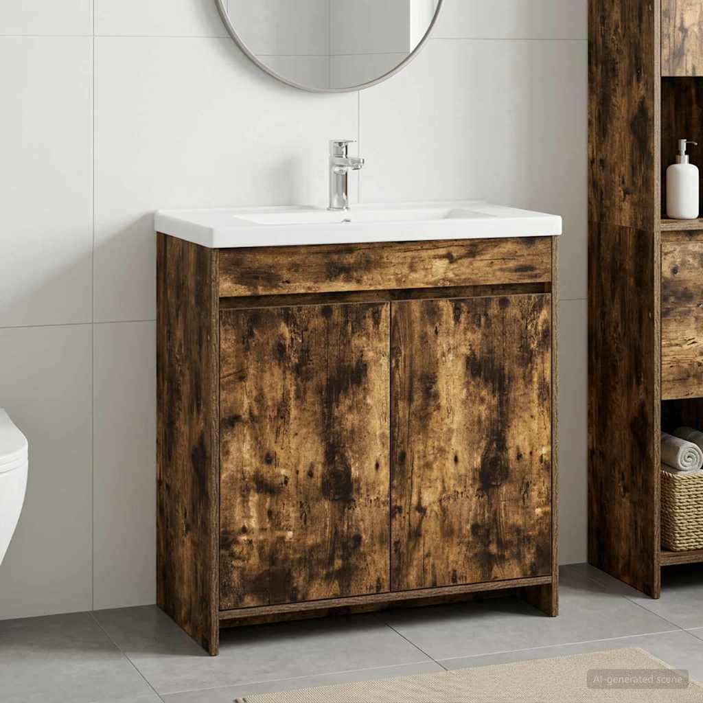 vidaXL Badkamer Onder Wasbak Kast Wit 56 x 37,5 x 81 cm Bewerkt hout