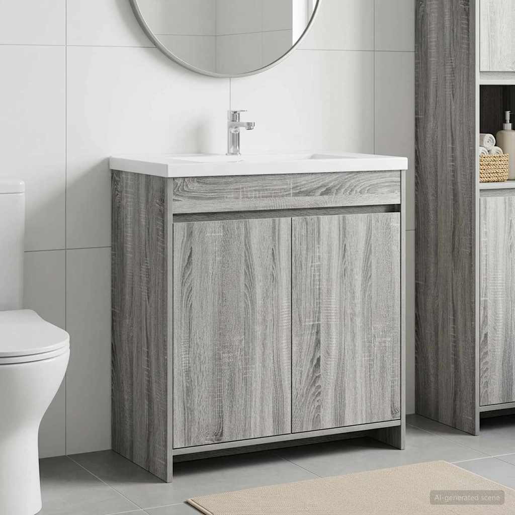 vidaXL Badkamer Onder Wasbak Kast Wit 56 x 37,5 x 81 cm Bewerkt hout