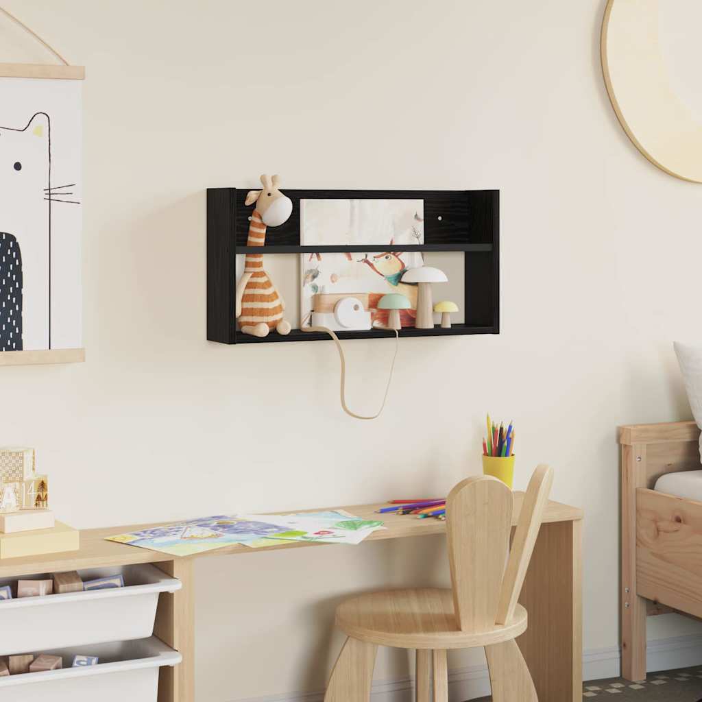 vidaXL Tijdschrift Rek Zwart Eiken 60 x 12 x 30 cm Bewerkt hout