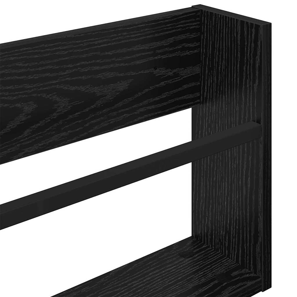 vidaXL Tijdschrift Rek Zwart Eiken 60 x 12 x 30 cm Bewerkt hout