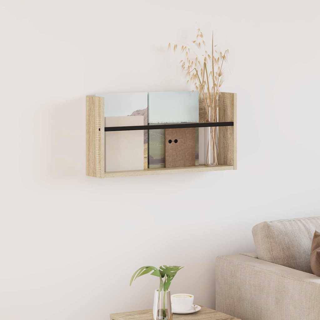 vidaXL Tijdschrift Rek Zwart Eiken 60 x 12 x 30 cm Bewerkt hout