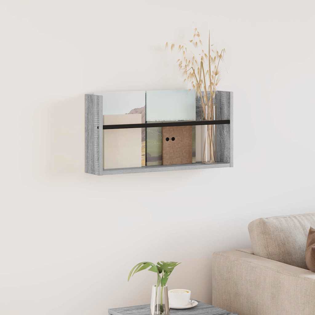 vidaXL Tijdschrift Rek Zwart Eiken 60 x 12 x 30 cm Bewerkt hout