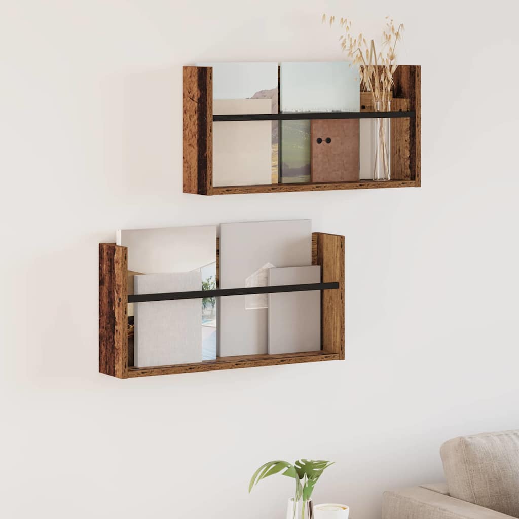 vidaXL Tijdschrift Rek Zwart Eiken 60 x 12 x 30 cm Bewerkt hout