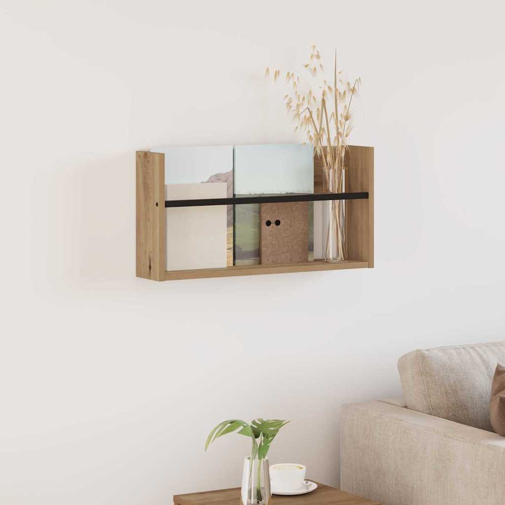 vidaXL Tijdschrift Rek Zwart Eiken 60 x 12 x 30 cm Bewerkt hout