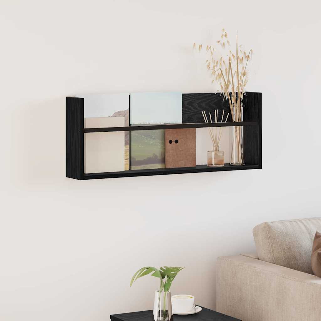 vidaXL Tijdschrift Rek Zwart Eiken 60 x 12 x 30 cm Bewerkt hout