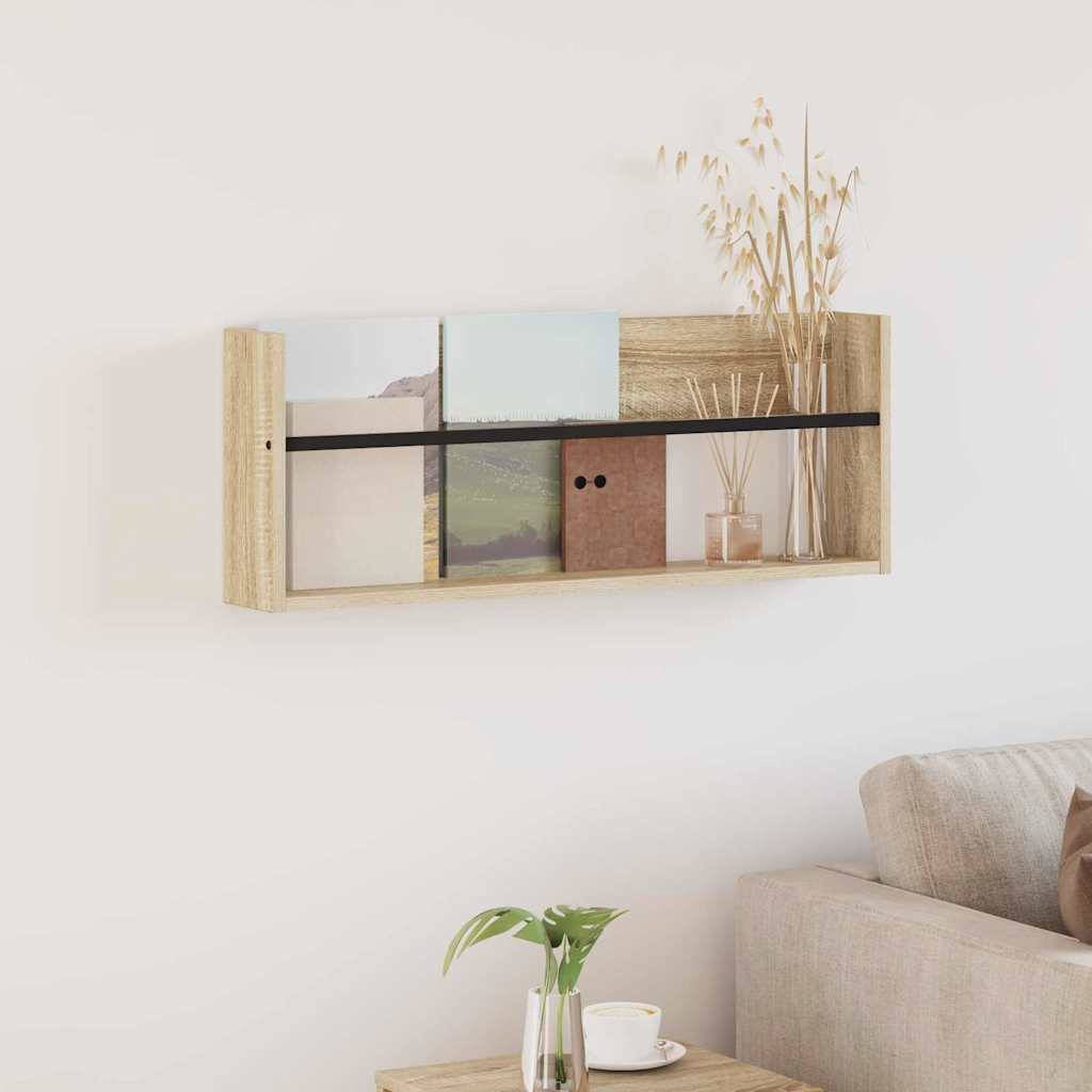 vidaXL Tijdschrift Rek Zwart Eiken 60 x 12 x 30 cm Bewerkt hout