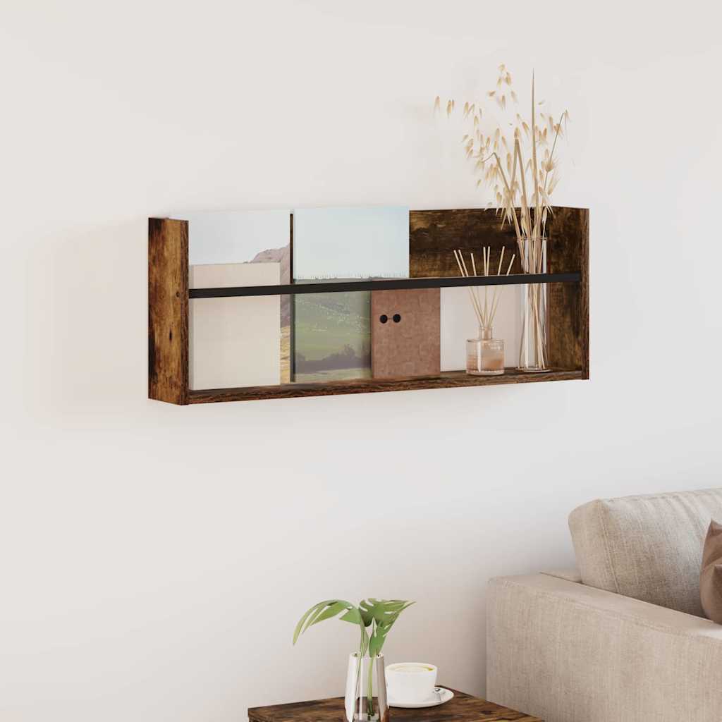 vidaXL Tijdschrift Rek Zwart Eiken 60 x 12 x 30 cm Bewerkt hout