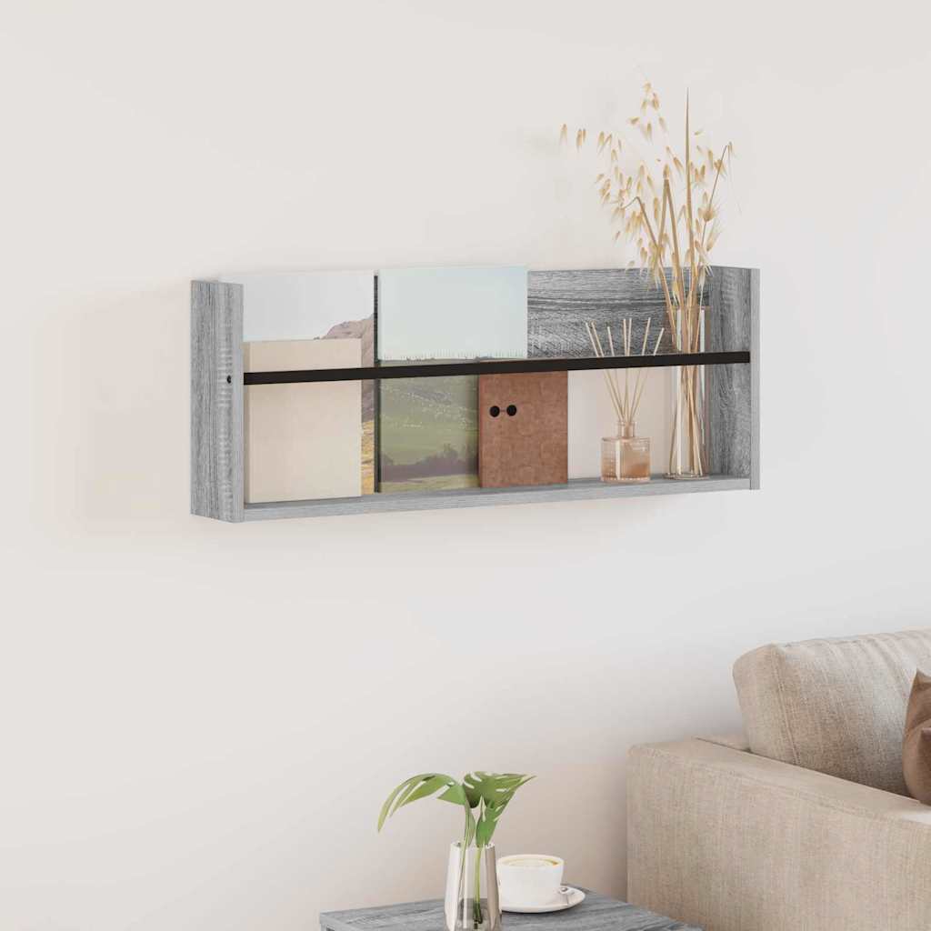 vidaXL Tijdschrift Rek Zwart Eiken 60 x 12 x 30 cm Bewerkt hout