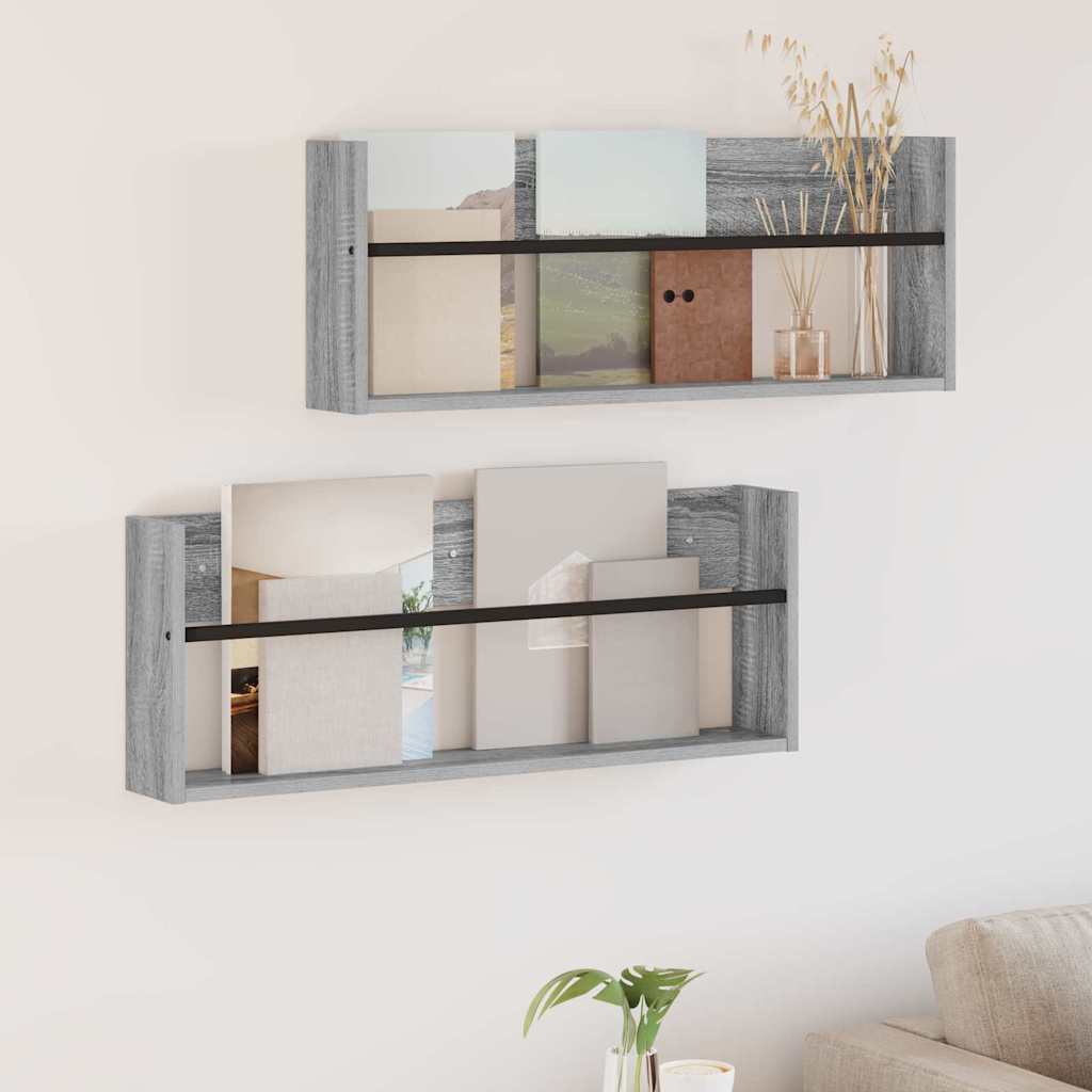 vidaXL Tijdschrift Rek Zwart Eiken 60 x 12 x 30 cm Bewerkt hout