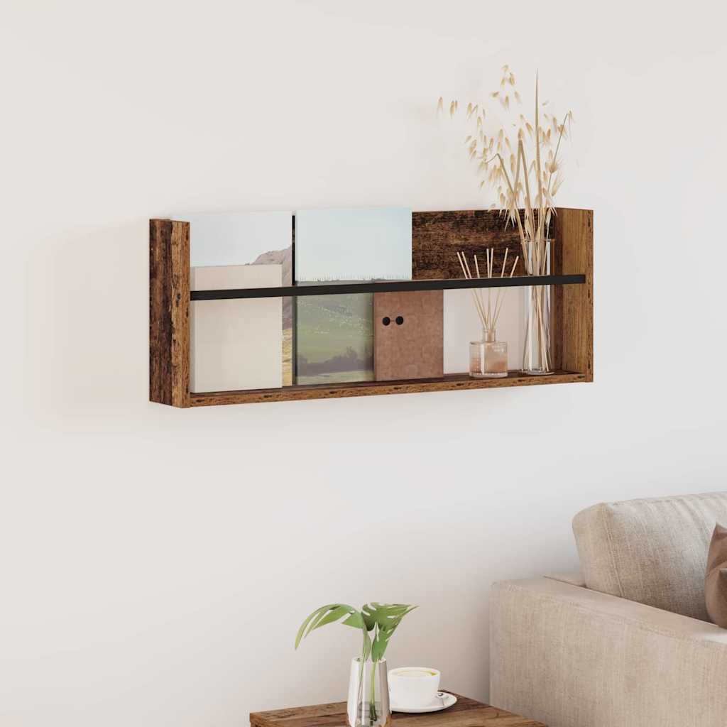 vidaXL Tijdschrift Rek Zwart Eiken 60 x 12 x 30 cm Bewerkt hout