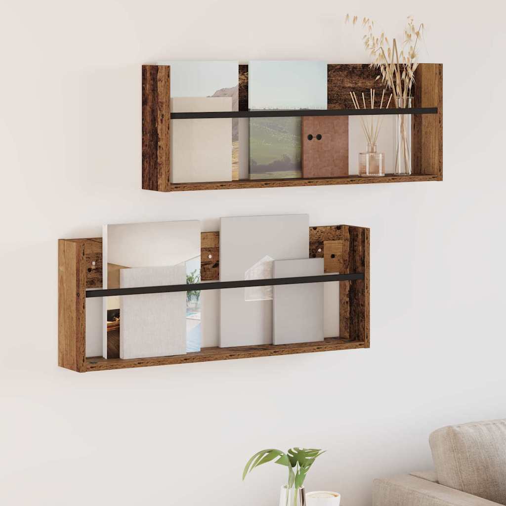 vidaXL Tijdschrift Rek Zwart Eiken 60 x 12 x 30 cm Bewerkt hout