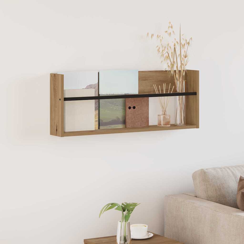 vidaXL Tijdschrift Rek Zwart Eiken 60 x 12 x 30 cm Bewerkt hout