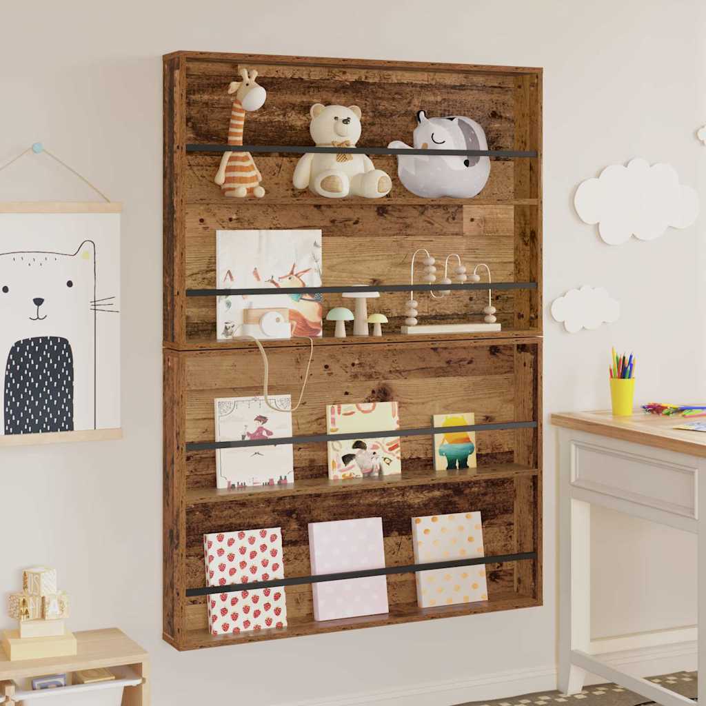 vidaXL Tijdschrift Rek Zwart Eiken 60 x 12 x 70 cm Bewerkt hout