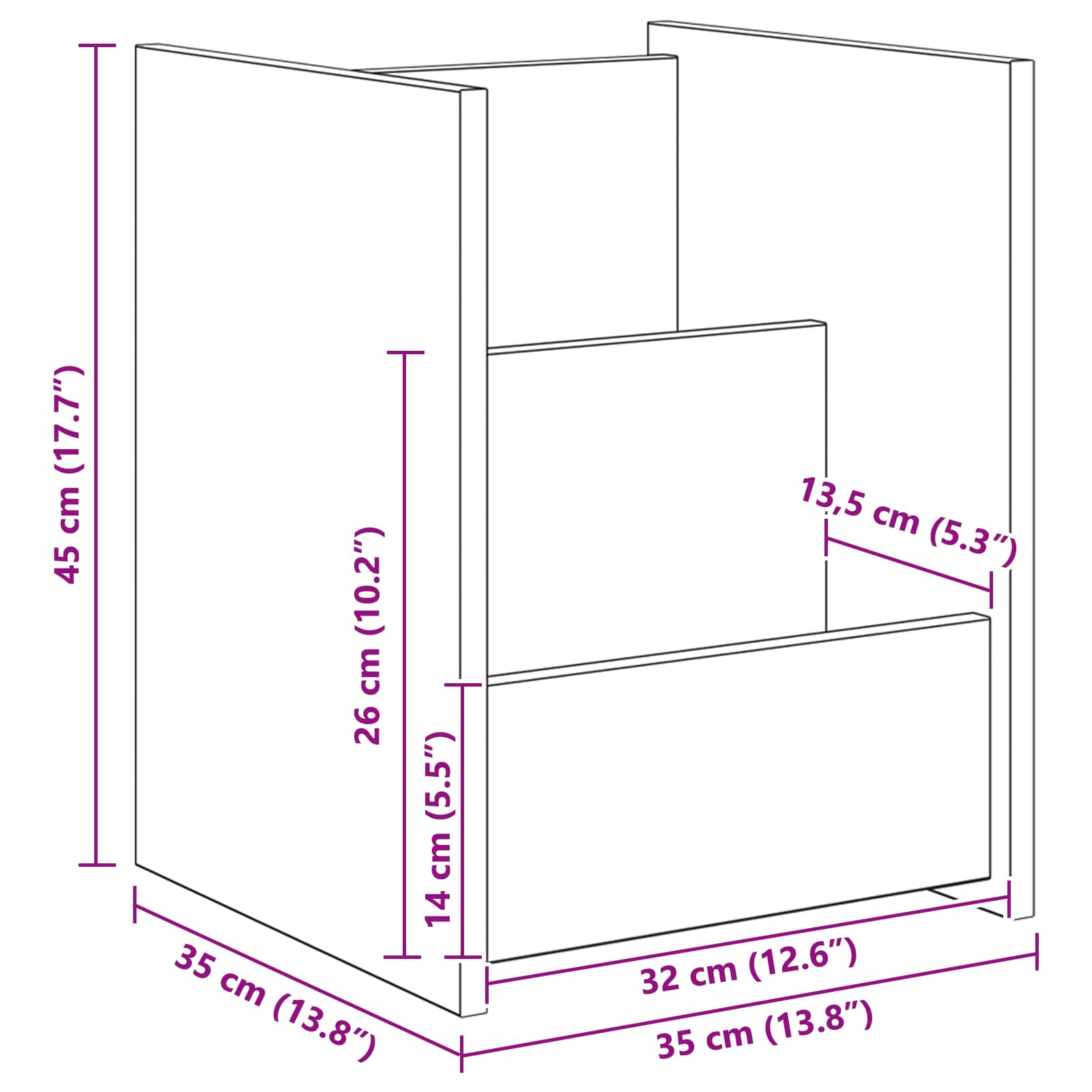 vidaXL Bijzettafel met plank Wit 35 x 35 x 45 cm Bewerkt hout