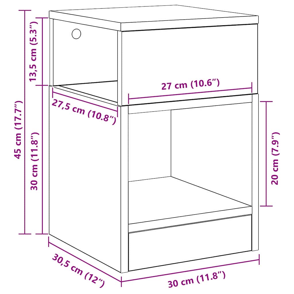 vidaXL Bijzettafel Wit 30,5 x 30 x 45 cm Bewerkt hout